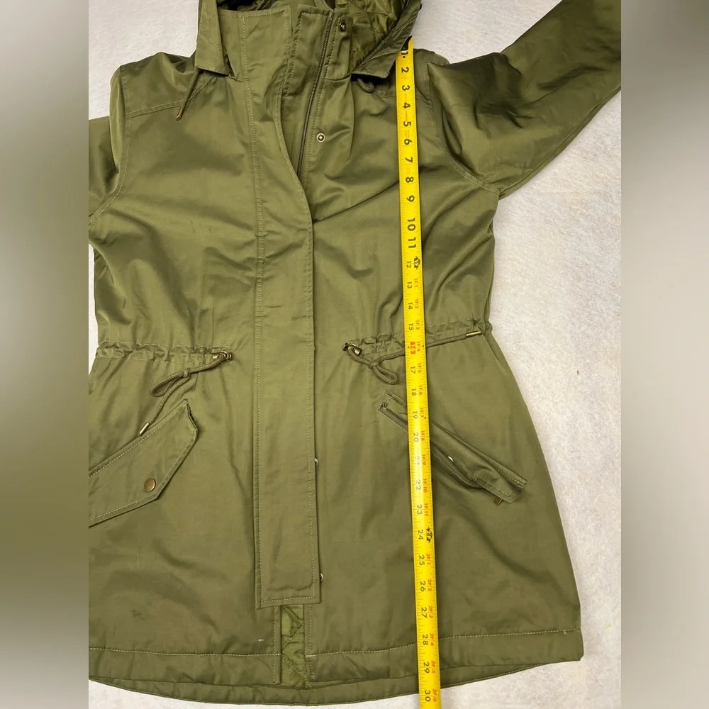 Banana Republic Women’s‎ Small Olive Quilted Hooded Parka Coat - Picture 6 of 9